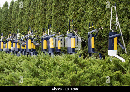 Grand Rapids, Michigan - eine Universität von Michigan marching band Skulptur von Stuart padnos am Frederik Meijer Gardens and Sculpture Park. Stockfoto