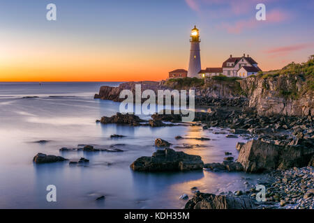 Portland, Maine, USA an der Portland Head Light. Stockfoto