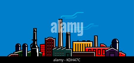 Fabrik, Herstellerbanner. Industrie, Industrietechnologiekonzept. Vektorabbildung Stock Vektor