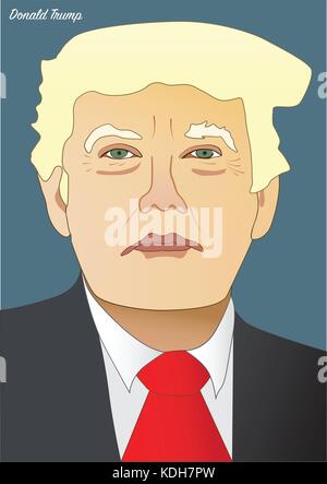 Vector Portrait von Donald Trump, Präsident der Vereinigten Staaten von Amerika Stock Vektor