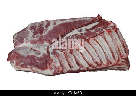 Schweinebauch auf weißem Hintergrund Stockfoto