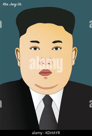 Kiew/Ukraine - Oktober 14, 2017: Vector Portrait von Kim Jong Un, Führer von Nordkorea Stock Vektor