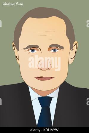 Kiew/Ukraine - Oktober 14, 2017: Vector Portrait von Wladimir Putin, Präsident der Russischen Föderation Stock Vektor