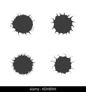 Einfache Crack auf weißem Hintergrund eingestellt. Vector Illustration Stock Vektor