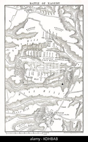 Plan der Schlacht von Naseby, 14. Juni 1645 Stockfoto