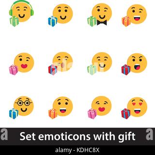 Emoticons mit Geschenk Stock Vektor