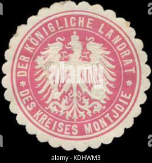 Dieser Titel bezieht sich auf ein Freizeichen des Landkreises Montjoie (heute Teil Deutschlands), das vom Königlichen Landrat ausgestellt wurde. Es handelt sich um eine historische Postsendung, die während der Zeit des Deutschen Reiches verwendet wurde. Stockfoto