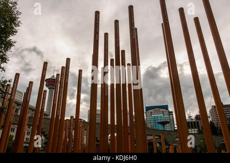 Calgary, Alberta/Kanada - 30. August 2015: Die Calgary Parks 100-Installation in Calgary, Alberta. Stockfoto