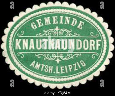 Dieser Titel bezieht sich auf eine historische Siegelmarke aus der Gemeinde Knautnaundorf im Bezirk Leipzig. Dieses Siegel kennzeichnet wahrscheinlich offizielle Dokumente aus der Region und gibt Einblicke in die Verwaltungspraxis während dieser Zeit. Stockfoto