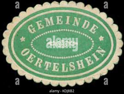 Eine historische Post- oder Steuermarke der Gemeinde Oertelshein, gekennzeichnet durch die Siegelmarkennummer W0252708. Das Siegel stellt eine Form der kommunalen Identifikation dar, die in der historischen Dokumentation verwendet wird. Stockfoto