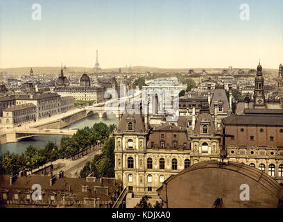 Panorama der sieben Brücken, Paris, Frankreich, Ca. 1890 1900 Stockfoto