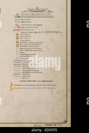 Schlüssel zum Atlas der Stadt New York, die Stadt der Königinnen, Long Island City, Newtown, Spülen, Jamaika, Far Rockaway, von den tatsächlichen Erhebungen und amtlichen Pläne von G.W. Bromley & Co., Philadelphia, G.W. Bromley, 1909 Stockfoto