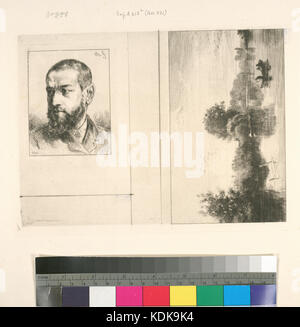Dieses Porträt zeigt M. J. Guiffrey, eine Figur, die möglicherweise mit der französischen Geschichte verwandt ist. Der Hintergrund zeigt die Ufer des Flusses Marne, ein wichtiger Ort in der französischen Geschichte, bekannt für die Schlachten des Ersten Weltkriegs dort. Stockfoto