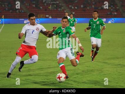 Guwahati, Assam, Indien. Oktober 2017. Momente vom Spiel der FIFA U-17-Weltmeisterschaft Gruppe E zwischen Mexiko und Chile. In einem Spiel der Gruppe E der FIFA U-17-Weltmeisterschaft, Mexiko, spielt Chile ohne Tor aus. Mexiko nimmt an der Achtelrunde Teil. Sie brauchten nur einen Punkt, um sich zu qualifizieren. Quelle: Vikramjit Kakati/ZUMA Wire/Alamy Live News Stockfoto