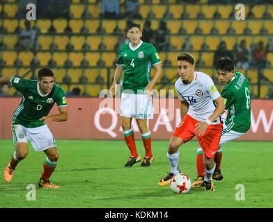 Guwahati, Assam, Indien. Oktober 2017. Momente vom Spiel der FIFA U-17-Weltmeisterschaft Gruppe E zwischen Mexiko und Chile. In einem Spiel der Gruppe E der FIFA U-17-Weltmeisterschaft, Mexiko, spielt Chile ohne Tor aus. Mexiko nimmt an der Achtelrunde Teil. Sie brauchten nur einen Punkt, um sich zu qualifizieren. Quelle: Vikramjit Kakati/ZUMA Wire/Alamy Live News Stockfoto