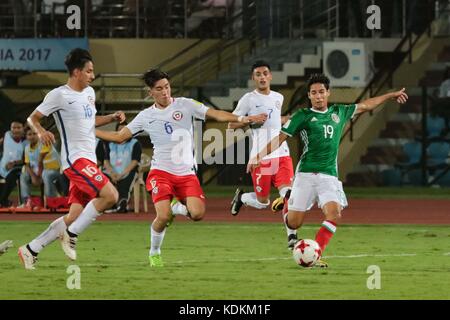 Guwahati, Assam, Indien. Oktober 2017. Momente vom Spiel der FIFA U-17-Weltmeisterschaft Gruppe E zwischen Mexiko und Chile. In einem Spiel der Gruppe E der FIFA U-17-Weltmeisterschaft, Mexiko, spielt Chile ohne Tor aus. Mexiko nimmt an der Achtelrunde Teil. Sie brauchten nur einen Punkt, um sich zu qualifizieren. Quelle: Vikramjit Kakati/ZUMA Wire/Alamy Live News Stockfoto