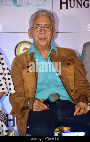 Mumbai, Indien. 14. Oktober, 2017. indische Schauspieler naseeruddin Shah an den speziellen drücken Sie Treffen vor der Premiere seines Films "die Hungrigen" bei Juhu in Mumbai. Stockfoto