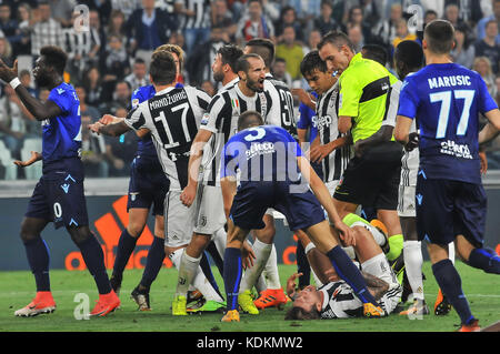 Turin, Italien. 14. Oktober 2017. Während der Serie ein Fußballspiel zwischen FC Juventus und SS Lazio bei Allianz Stadion am 14. Oktober 2017 in Turin, Italien. Credit: Fabio Udine/alamy leben Nachrichten Stockfoto