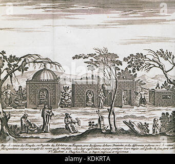 Darstellung des Tempel, Ou Pagodes des Idolatres au Tunquin, Avec des Zahlen de Leur Diuvictes, et des Differentes Tavernier Jean-Baptiste-1692 Stockfoto