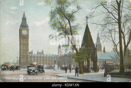 Houses of Parliament und Big Ben, James Henderson Postkarte, Gesendet 1918 02. Stockfoto