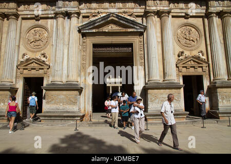 Alhambra Palast Karl V., Carlos V, Granada, Touristen, die in der letzte maurische Architektur in Europa, Stockfoto