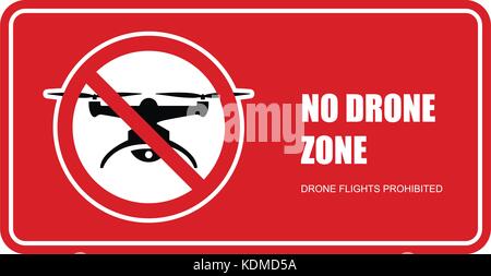 Kein drone zone Schild - quadcopter Flüge verboten Stock Vektor
