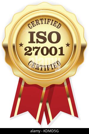 Iso 27001-Standard zertifiziert Rosette - Information Security Management Stock Vektor