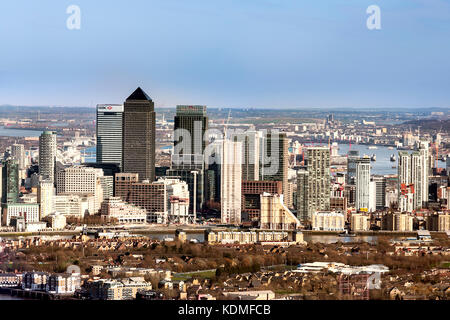 Canary Wharf Luftaufnahme, Tageslicht Stockfoto