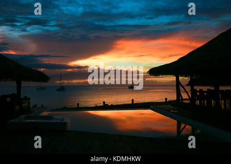 Sonnenuntergang auf Union Island im Resort in Chatham Bay. St. Vincent und die Grenadinen, Karibik Stockfoto