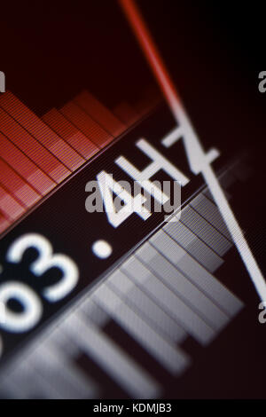 Digitaler Tuner Audio Equalizer, close-up Stockfoto