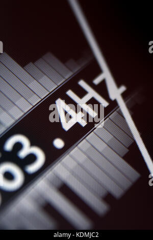 Digitaler Tuner Audio Equalizer, close-up Stockfoto