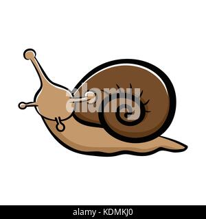 Süße Schnecke auf weißem Hintergrund Hand isoliert-gezeichneten Stil Vector Illustration. Stock Vektor