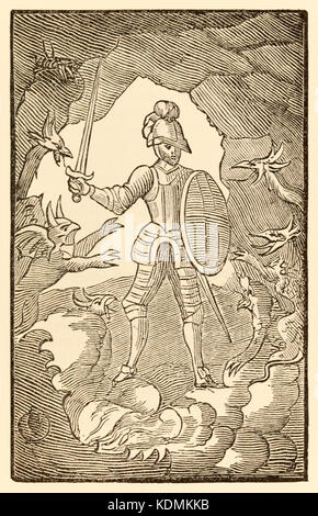 "Armer Mann! Wo bist Du jetzt? Dein Tag ist Nacht." aus "Der Pilger Fortschritt aus dieser Welt, zu dem, was Kommen" von John Bunyan (1628-1688). Christian tritt in das Tal der Schatten des Todes, und fährt in den Mund der Hölle. Weitere Informationen finden Sie unten. Stockfoto