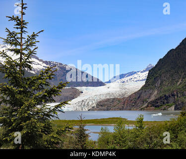 Mendenhall Gletscher und das Tal von der East Glacier loop Wanderweg Stockfoto