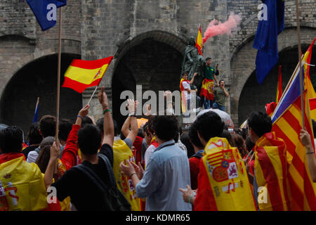 Barcelona, Spanien. 30 Sept. 2017. Protest gegen Kataloniens Unabhängigkeitsreferendum am 1. Oktober geplant. Stockfoto