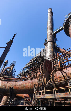 Bethlehem Steel Plant Fabrik, Steelstacks, Pennsylvania, verlassenen Rost bleibt der Hochöfen im Jahr 1995 geschlossen, nun Kunst und Events Center, USA. Stockfoto