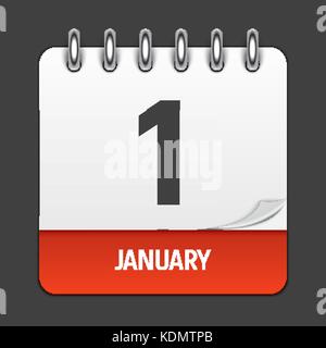 1. Januar Kalender täglich Symbol. Vector Illustration Emblem. Element des Designs für die Dekoration Office Dokumente und Anwendungen. das Logo von Tag, Datum, Monat und Urlaub. Neues Jahr Stock Vektor