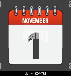 Am 1. November Kalender täglich Symbol. Vector Illustration Emblem. ele Stock Vektor