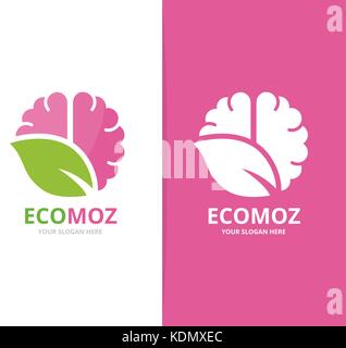 Vektor Gehirn und Leaf logo Kombination. Bildung und eco Symbol. einzigartige Wissenschaft und organische Logo Design Template. Stock Vektor