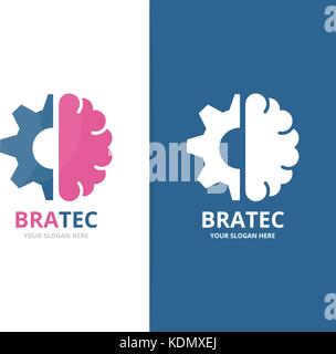 Vektor Gehirn und Gang logo Kombination. Bildung und Mechaniker Symbol. einzigartige Wissenschaft und Industrie Logo Design Template. Stock Vektor