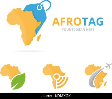 Satz von Afrika logo Kombination. Safari und Shop Symbol. Einzigartige Kontinent und Label Logo Design Template. Stock Vektor