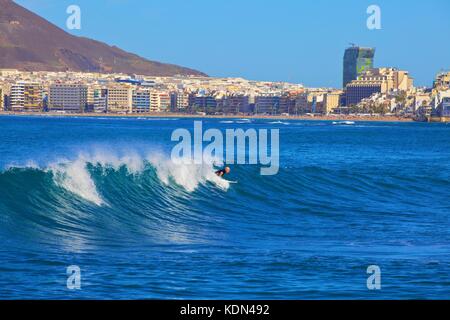 Playa de las Canteras Strand, Viertel Santa Catalina, Las Palmas de Gran Canaria, Gran Canaria, Kanarische Inseln, Spanien, Atlantik, Europa Stockfoto