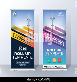 Vertikale roll up banner Template Design für verkünden und Werbung. Vector Illustration Stock Vektor