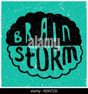 Menschliche Gehirn mit Text-Brain Storm. Konzeptionelle Vector Illustration für kreatives Brainstorming Metapher. Stock Vektor