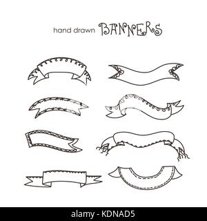 Hand Bänder gezogen, banner set Sammlung Stock Vektor