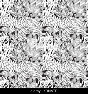Florale nahtlose Muster Hintergrund mit Blättern. doodles Ornament Stock Vektor