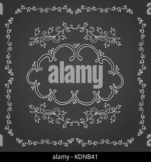 Vintage Frame auf schiefertafel retro Hintergrund. Kalligrafischen Designelemente. Stock Vektor