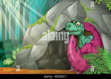 Dinosaurier brutei vor der Höhle Abbildung Stock Vektor