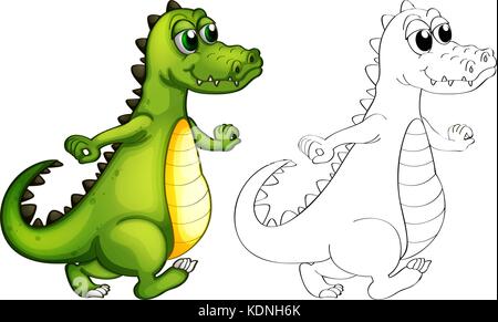 Tierische Umrisse für Alligator walking Abbildung Stock Vektor