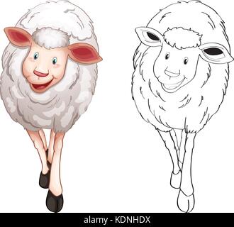 Tierische Umrisse für niedliche Schafe Abbildung Stock Vektor